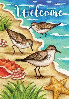 40" x 28" "Welcome" Sandpiper Beach Garden Flag