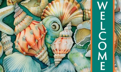 18" x 30" " Welcome" Teal Seashells Doormat