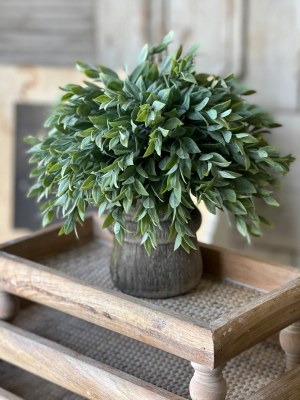 11" Faux Frosted Green Small Leaves Half Orb
