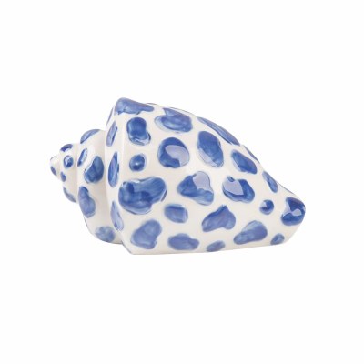 6" Blue and White Spotted Ceramic Shell