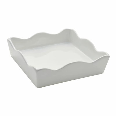 White Wave Edge Ceramic Bevergae Napkin Holder
