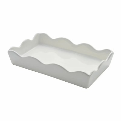 White Wave Edge Ceramic Guest Towel Holder
