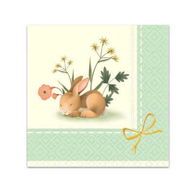 5" Sq Bunnies and Blossoms Beverage Napkins