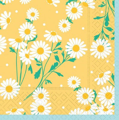 5" Sq Yellow Daisy Charm Beverage Napkins