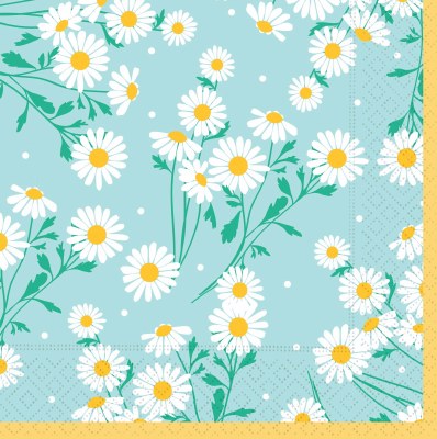 6.5" Sq Blue Daisy Charm Lunch Napkins