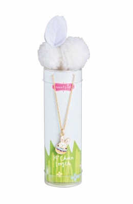 Easter Charm Necklace with White Pom-Pom Bunny by Mud Pie
