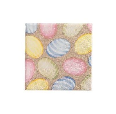 Pack of Twelve 5" Sq Multi Pastel Eggs Beverage Napkins by Mud Pie