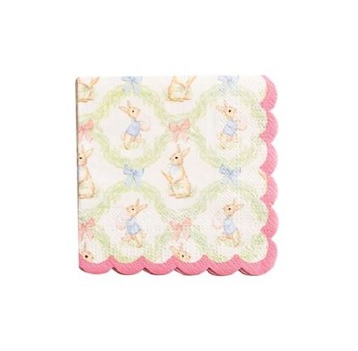 Pack of Twelve 5" Sq Grid Bunnies Beverage Napkins by Mud Pie