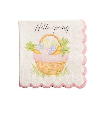 Pack of Twelve 5" Sq "Hello Spring" Beverage Napkins by Mud Pie
