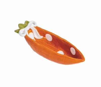 7" Orange with White Dots Ceramic Carrot Dish by Mud Pie