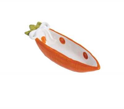 7" White with Orange Dots Ceramic Carrot Dish by Mud Pie