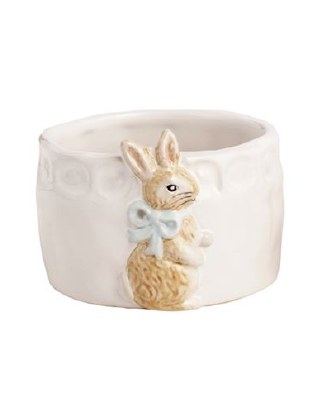 3" White and Brown Bunny Ceramic Bowl by Mud Pie