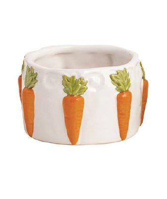 3" Round White and Orange Carrot Ceramic Bowl by Mud Pie