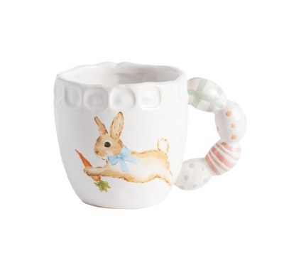 15 Oz Multi Color Egg Handle Ceramic Bunny Mug by Mud Pie