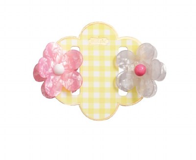 Set of Two Pink and White Flower Hair Clips by Mud Pie