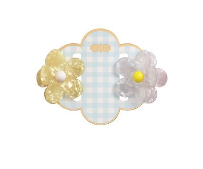 Set of Two Yellow and White Flower Hair Clips by Mud Pie