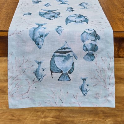 54" Blue Reef Fish Table Runner