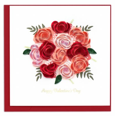 6" x 6" Quilling "Happy Valentine's Day" Roses Greeting Card