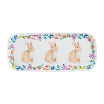 6" x 15" Bunny Floral Melamine Tray