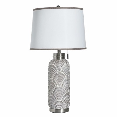 32" Distressed White and Silver Arches Polyresin Table Lamp