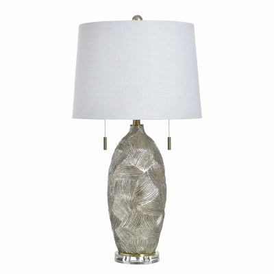 32" Silver Lined Double Pull Polyresin Table Lamp