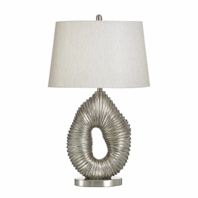 32" Silver Sculpted Oval Ring Polyresin Table Lamp