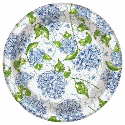 Pack of Eight 7" Round Blue Hydrangea Paper Plates