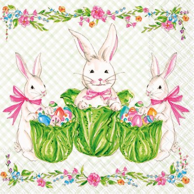 6.5" Sq Bunny Garden Beverage Napkins