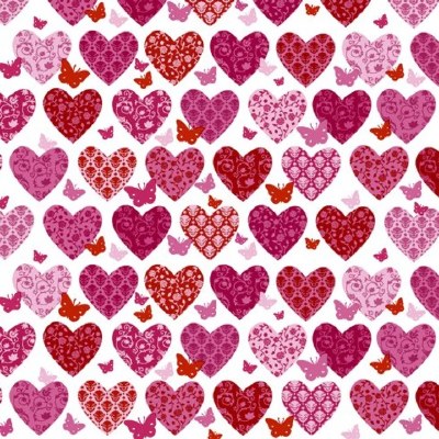 5" Sq Mini Hearts and Butterflies Beverage Napkins