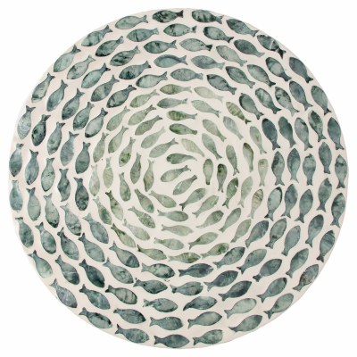 16" Round Mother of Peal Fish Lazy Susan