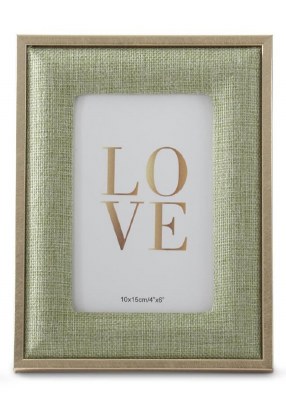 4" x 6" Green Linen and Gold Photo Frame