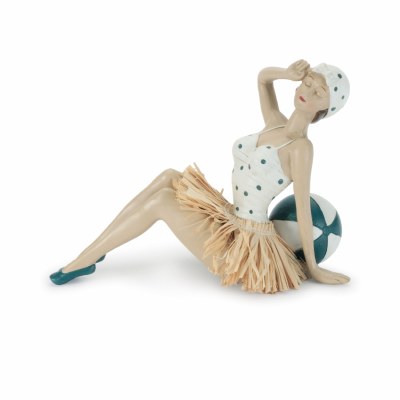 6" White Top Beach Lady Sitting