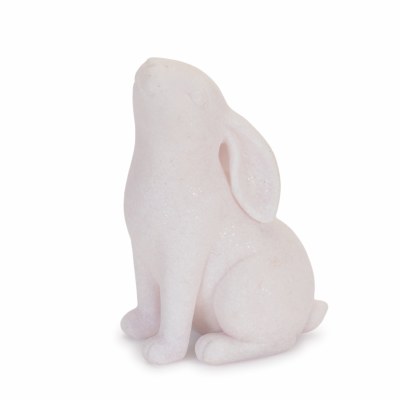 5.5" White Ear Back Polyresin Bunny