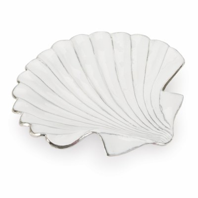 9" Silver Metal Scallop Plate
