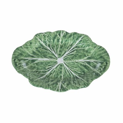 20" Oval Green Cabbage Leaf Melamine Platter