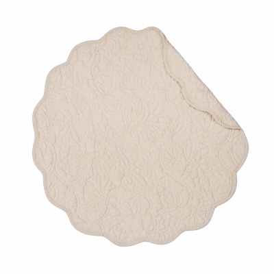 17" Round Khaki Christiana Quilted Placemat