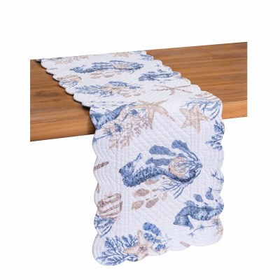 51" Seahorse Sands Quilted Coastal Table Runner