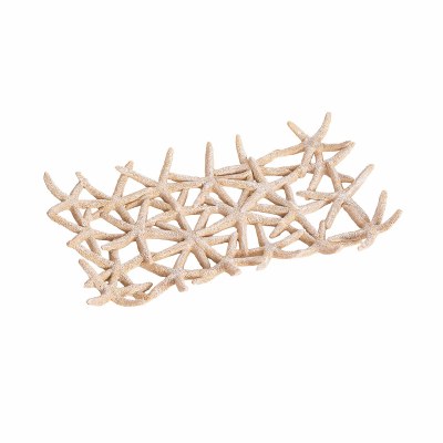 11" x 19" Light Brown Resin Starfish Decorative Tray