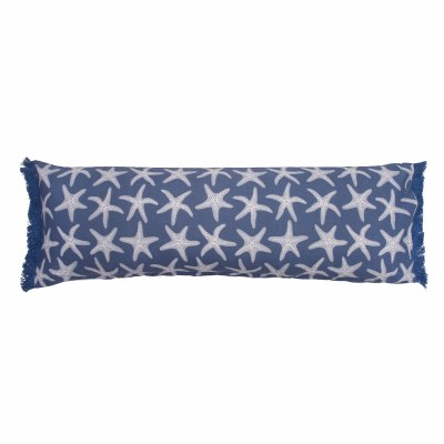 12" x 36" Blue and White Starfish Decorative Coastal Pillow