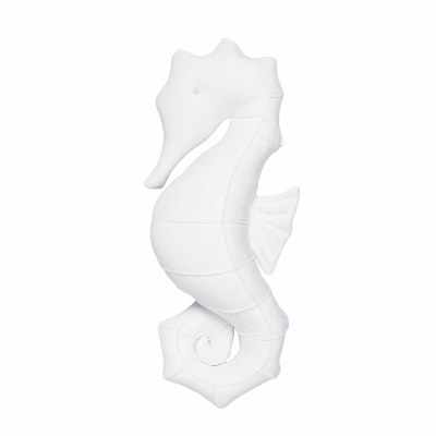 20" White Seahorse Shaped Decorative Coastal Pillow