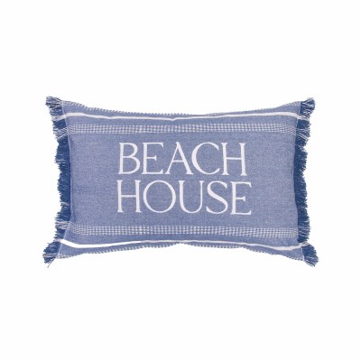 14" x 22" Blue "Beach House" Decorative Coastal Pillow
