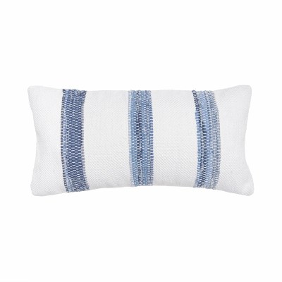 12" X 24" Blue and White Chindi Stripe Decorative Pillow