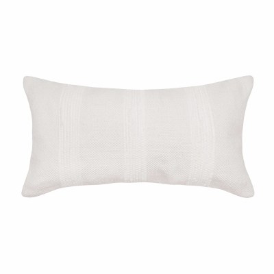12" X 24" White Chindi Stripe Decorative Pillow