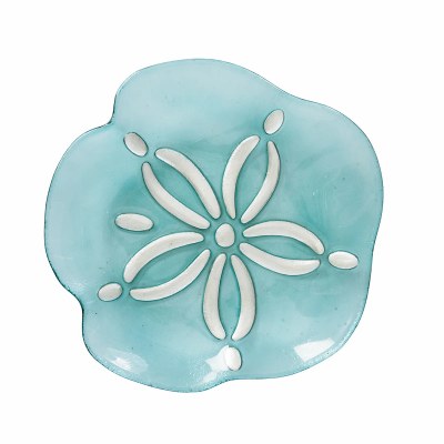 11" Blue Sand Dollar Shaped Glass Plate