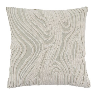 18" Sq Sage and Natural Topographic Decorative Pillow