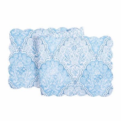 51" Blue Chinoiserie Coast Quilted Table Runner