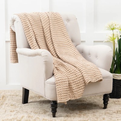 50" x 70" Sand Bamboo Waffle Throw Blanket