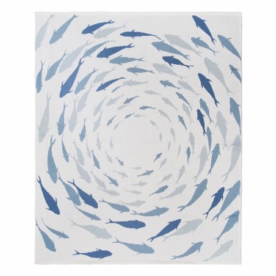 50" x 60" Blue Fish Swirl Indoor/Outdoor Throw
