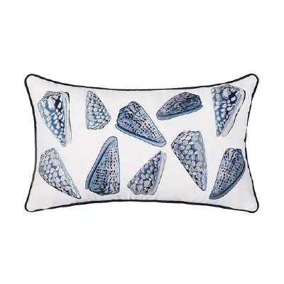 12" x 21" Blue Cone Shells Decorative Coastal Indoor/Outdoor Lumbar Pillow