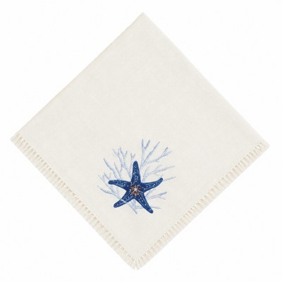 18" Embroidered Blue Starfish Napkin